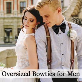 GHTIYLP Oversized Bow Ties for Men, Pre-tied Adjustable Men's Bowtie for Wedding Groom Party (Black)