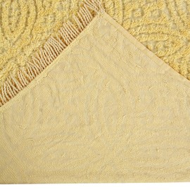 Better Trends Vintage Collection - Solid Yellow Embossed 100% Cotton Chenille Bedding, Loop & Ring Pattern Bedspread Full/Double Size - Charming Wedding Ring Design for All Seasons
