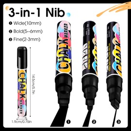 Fuutreo 10 Pack Jumbo Chalk Markers Window Chalk Markers Car Window Markers Large Chalk Markers Liquid Chalk Markers Pen With 10mm Wide Tips Erasable Window Markers For Cars Glass(Black)