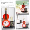 STOBAZA Violin Model Clock Pen Holder Unique Decorative Alarm Clock