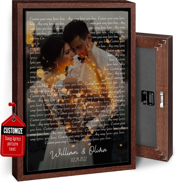 VICILO Personalized Song Lyrics with Photo Framed Canvas Wall Art