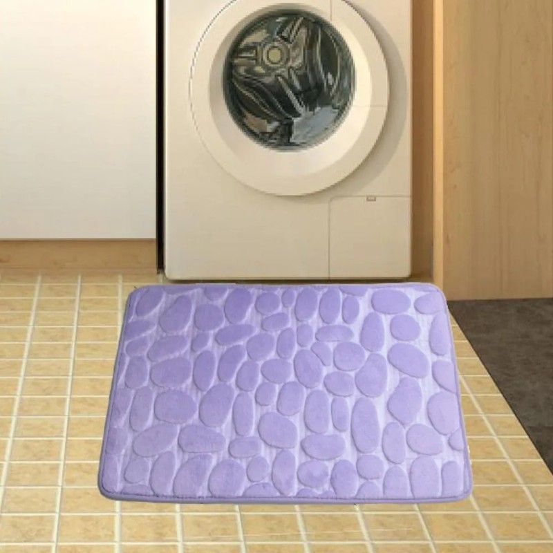 Microfiber Bath Mat for Bathroom – Water-Absorbing Cobblestone Embossed Design