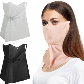 Bunnycool 3 Pack UV Sun Protection Face Mask UPF 50+ Neck Coverage 3D Breathable for Hiking (Pink,Light Grey,Black)