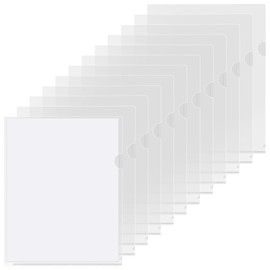 KTRIO 12 Pack Plastic File Folders, Clear Project Pockets Plastic Sleeves L-Type Documents Folder Jacket, Paper Sheet Protectors for Office School, Fits Letter Size, Transparent