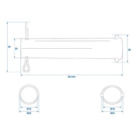 ProPlus Axle for jockey wheel, diameter 20 mm x 81 mm, bow wheel, drawbar wheel, steel trailer jockey wheel