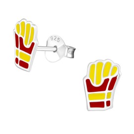 Monkimau Girls' French fries stud earrings made of 925 sterling silver, Sterling Silver