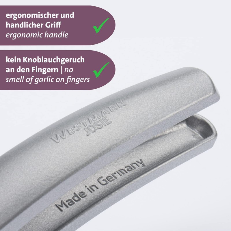 Westmark Knoblauchpresse mit extra großer Kammer und Reinigungselement, Länge: 16,2