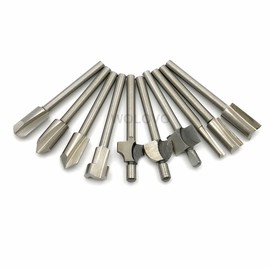 HSS Router Bits, 10PCS 3mm 1/8" Mini Shank Carpentry Router Bits Fit Dremel Foredom Rotary Tool Set