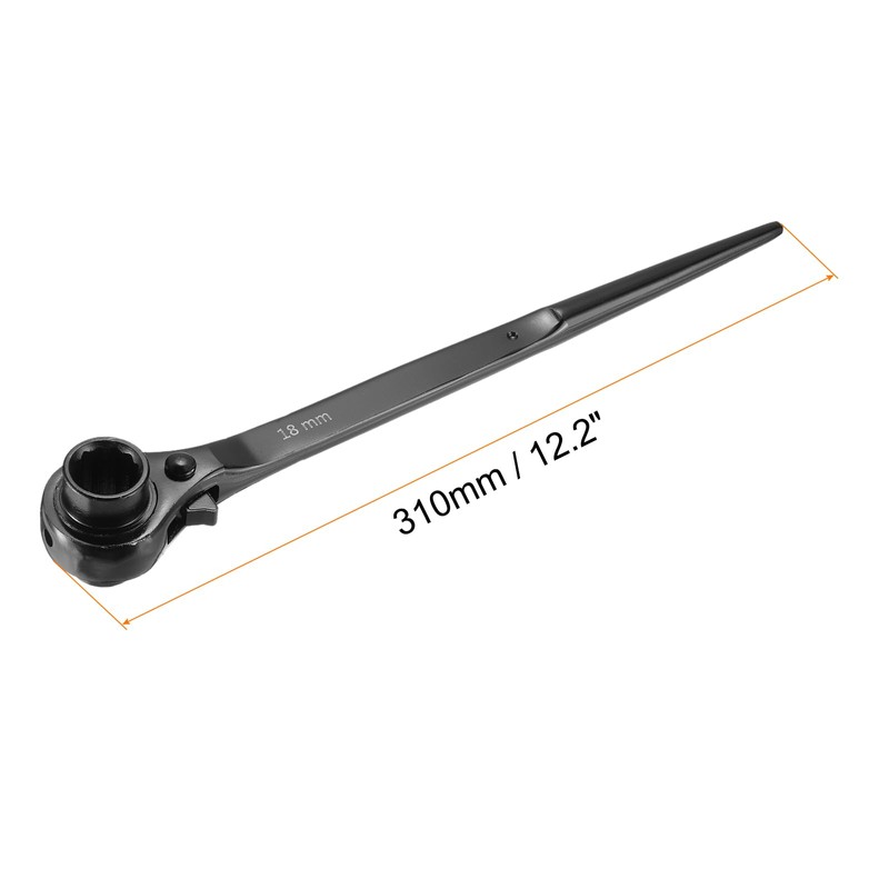 uxcell 16 x 18mm 12-Point Scaffold Podger Ratchet Spanner Ratcheting