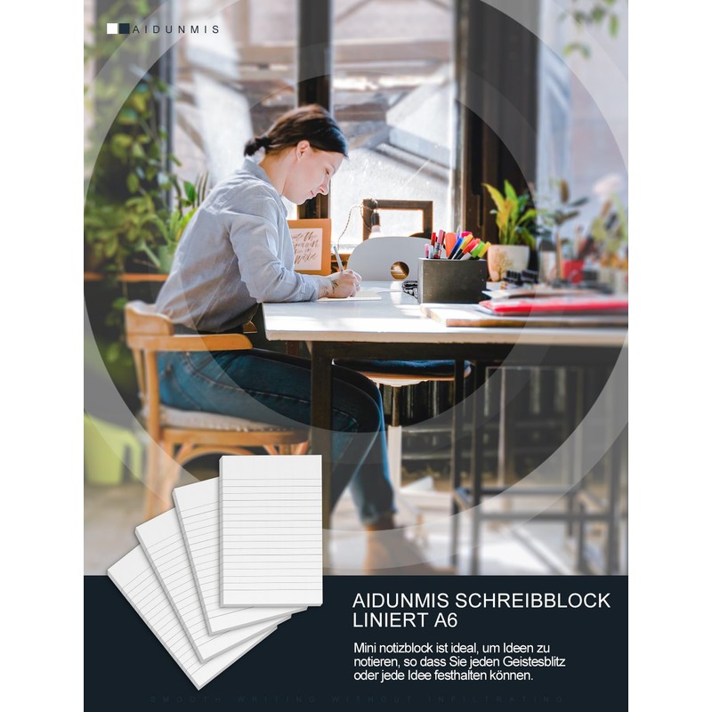 Notepad A6 Lined Tear-Off Pack of 4 Notepads A6 Blank