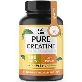 LIFE 360 Pure Creatine  180 Cpsulas  Creatina Monohidratada en Cpsulas  Cps de Gelatina Dura  60 Porciones por Envase  Sin Colorantes Aadidos         