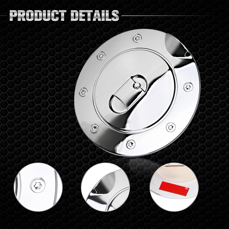 Chrome Fuel Tank Cap，Gas Door Cover for 2009–2017 Dodge Ram