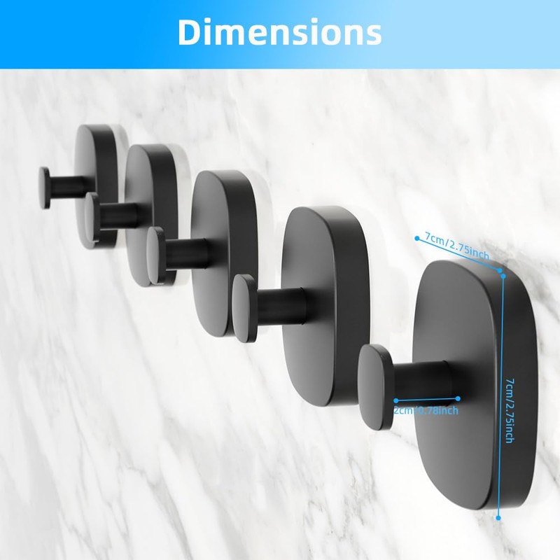 KYOEON Suction Cup Hooks, Pack of 2, Black Wall Hooks,