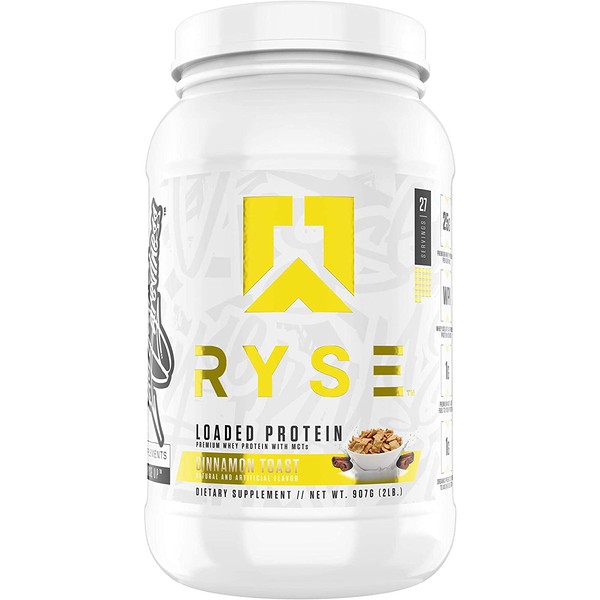 Ryse Loaded Protein Cinnamon Toast | 24-25g Premium Whey Protein | MCT Healthy Fats | 2 pounds | Organic Prebiotic Fiber | Low Carbs and Low Sugar | Easy Mixing & Amazing Taste