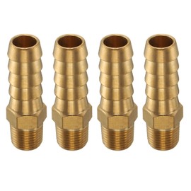 sourcing map 4pcs Brass Barbed Fitting 1/8" NPT Male to 3/8" Hose ID for Home Brew Pipe Fitting Direct Thread Tower Connector Durable Construction