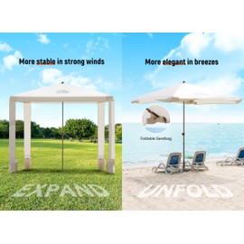 Vibemo Beach Cabana, 6.2' x 6' Portable Canopy with Side Wall, 4 Adjustable Height, UPF 50+ UV Protection, Easy to Set Up Tent, Waterproof Beach Shelter for Outdoor Patio