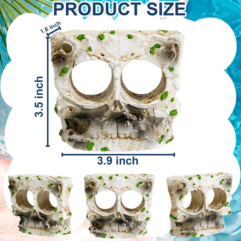 Exasinine Skull Aquarium Decoration Cave Fish Tank Skull Hideout Rock