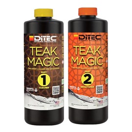 DITEC Teak Magic Marine Premium, Safe, Non-Destructive, High Performing Two-Step Gel Cleaner and Brightener for Wood Restoration without Sanding