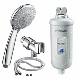 Miniwell Shower Water Filter + Handheld Shower Head Combo w/Stainless Steel Hose