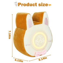 HPYDIY Bunny plush alarm clock lamp, cute Digital Alarm Clock for Kids Bedroom USB Rechargeable and temperature display Dorm Room Decor soft Snooze adjustable night light for Boys Girls Gifts（yellow）