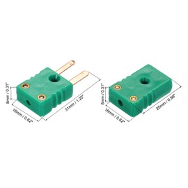 MECCANIXITY R/S Type Thermocouple Wire Connectors Female Male Plug Adapter High Temperature 200°C(392°F) for Thermocouple Sensor Probe Dark Green 2 Set
