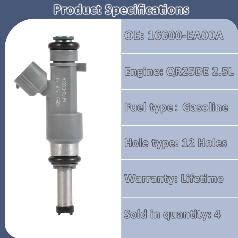16600-EA00A Naturally Aspirated 2.5L Fuel Injectors,Compatible with/Nissan 2.5 Frontier 2005-2019