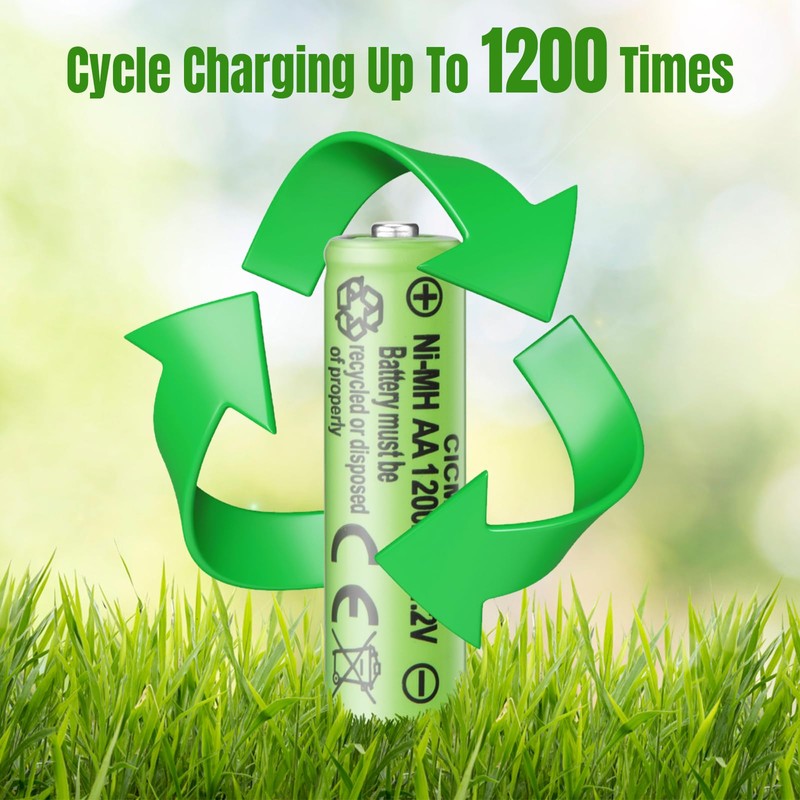 CICMOD AA Rechargeable Batteries 1.2V Ni-MH 1200mAh Double A Battery