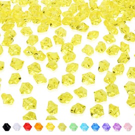 MAIBAOTA 500 PCS Fake Crushed Ice Cubes Vase Fillers Light Yellow Plastic Ice Cubes Diamonds Gems Decorative Stones for Fish Tank Decorations Wedding Party Table Decor and DIY