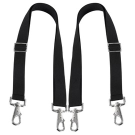 Horse Blanket Sheet Leg Straps, Replacement Stretchy Belly Strap with Double Swivel Snaps, Adjustable Length from 24 to 42 Inch Black(2 Pcs) (Two Side Snaps)