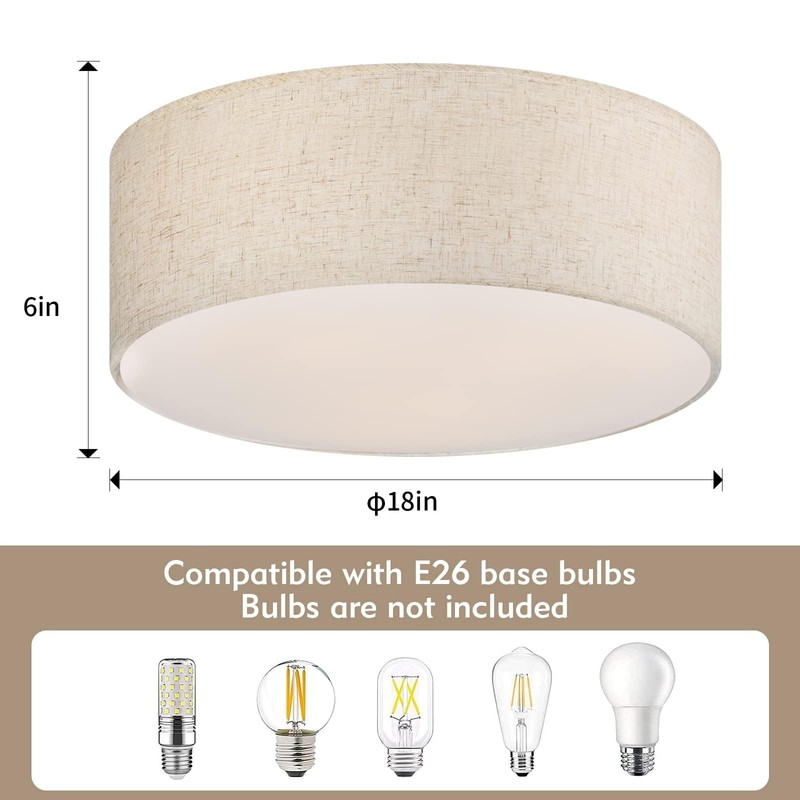 Galtlap 18'' Flush Mount Ceiling Light Modern Farmhouse Drum Ceiling