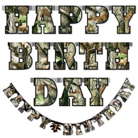 Havercamp Next Camo Happy Birthday Party Banner | 1 Count | Great for Hunter Themed Party, Camouflage, Rustic, Nature, Military, Kids Birthday Party