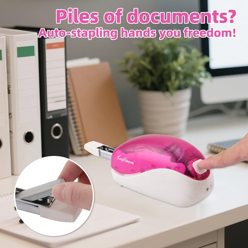 Craftinova Electric Stapler-Pink,Including 2000 Staples and 1 Staple Remover, Suitable