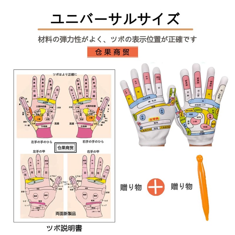 Hand Pressure Point Gloves (Double-Sided Printing Points) Palm Massage Point