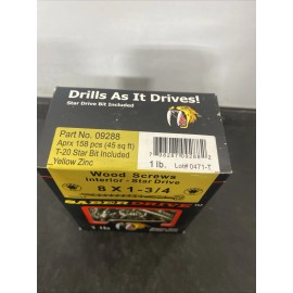 Saber Drive 8 x 1-3/4" Star Drive Gold Multi-Purpose Saberdrive Screws 1 lb. Box (158 pcs.)