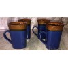 Royal Norfolk Blue/Brown Stoneware Coffee Mugs Dinnerware Cups-Set Of 4-SHIP24H