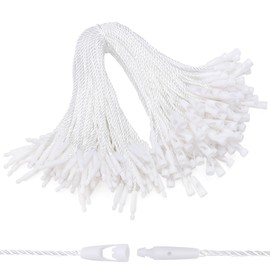 EUSOAR String for Tags, 6.1" 100Pcs Nylon Gift Garment Price Hanging Tag Rope Snap Lock Pin Loop Fastener Hook Ties Fast to Attach for Bags Clothing Shoes Luggage Labels-White