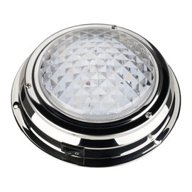 SEAFLO 6” Round Boat RV Interior Ceiling LED Dome Light – 12V 3.6W White RED Light 5500K-6300K Built-in Rocker Switch Stainless Steel Bezel Surface Mount Marine Cabin Trailer Camper –4-Year Warranty