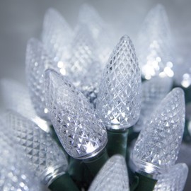 C9 Cool White Christmas Lights Set of 25, 17 Ft, Cool White LED Christmas Lights Outdoor C9 Christmas Lights Party Lights White Christmas Lights Green Wire