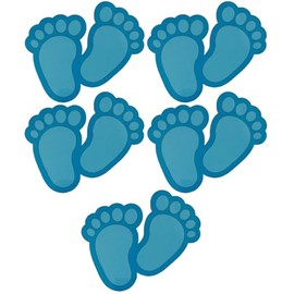 EliteKoopers MDF Wood 5pc Blue Foot Print Decoration Ornament for Baby Shower, Gender Reveal Party