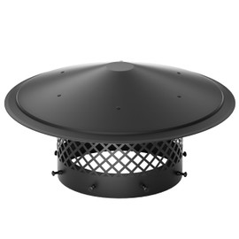 10 Inch Round Chimney Cap: Cone Top Fireplace Chimney Caps for Outside with Screen- All Weather & No Assembly Stove Pipe Roof Vent Cap Cover to Fit Existing Clay Flue Tile Sizes, Black