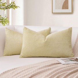 Sungeek Set of 2 Corduroy Cushion Covers, Decorative Cushion Covers, Soft Cord Cushion Cover, Decorative Cushion, Sofa Cushion, Couch Cushion, Decorative Cover, Cushion Cover for Bedroom, Living Room