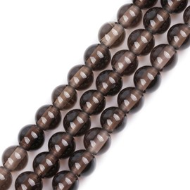 Natural Smoky Quartz Crystal Gemstone Semi Precious Round 8mm Loose Beads for Jewellery Making DIY Bracelet Necklace Crafts 15''