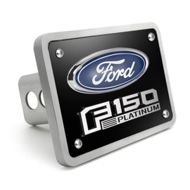 iPick Image for - Ford F-150 Platinum 3D Black 3/8" Thick Solid Billet Aluminum 2 inch Tow Hitch Cover