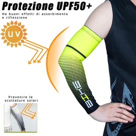 Aesy Men's Non-Slip, Moist, Breathable, Compression Arm Sleeves with UV Protection for Cycling, Sports, Green