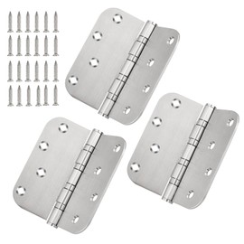 304 Stainless Steel Door Hinges 4 Inch Heavy Duty Ball Bearing Interior & Exterior Door Hinges 4'' X 4'' for Left & Right Doors with 5/8" Radius Corners-3 Pack
