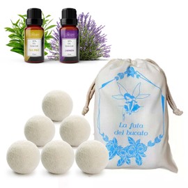 Luminer Balls for wool dryers, 6 balls for anti-kink and hair catching with lavender and tea tree essential oil, wool balls for dryers with air freshener