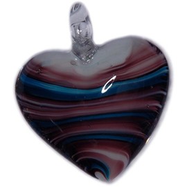 ViciBeads Lampwork Hand Blown Heart Pendant 35mm + 18" Chain+Gift Bag