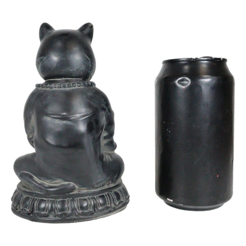 Ancient Meditating Cat on Lotus Levitating Buddha Figurine Zen Statue