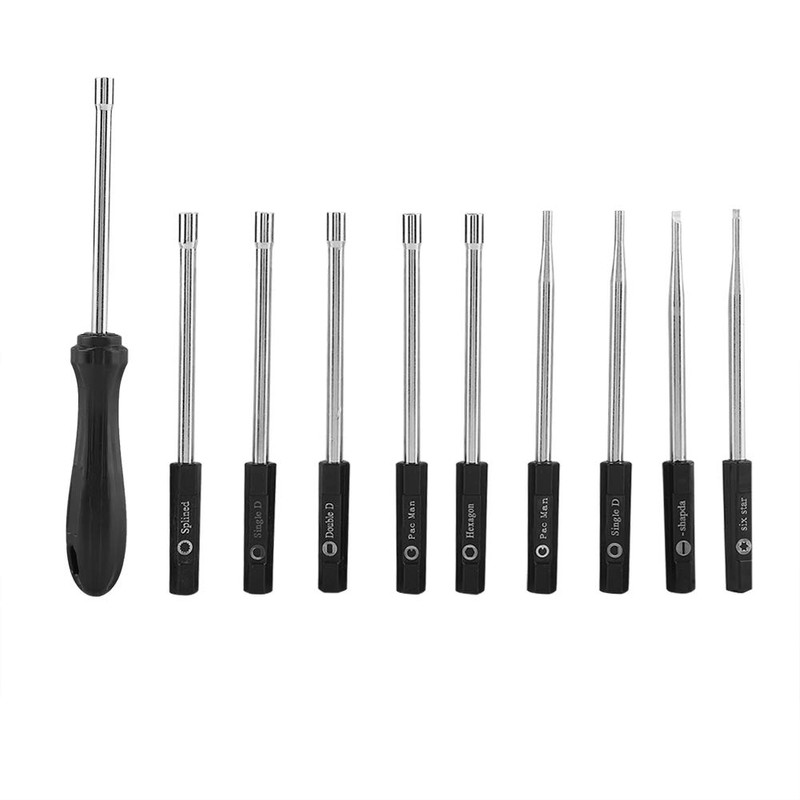 Fdit Vergaserverstellung-Set, Schraubendreher, Kartenwerkzeug, Splined, Pacman, Doppel-D-Einstellwerkzeug-Set, 10 Stück