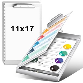 Chivertion 1 Pcs Aluminum 11'' x 17'' Clipboard with Storage Heavy Duty Metal Lightweight Form Holder with Capacity Clip 1 Compartment Clipboard for Student Teacher